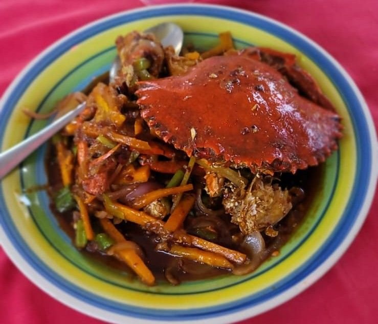 Spring onion and ginger crab